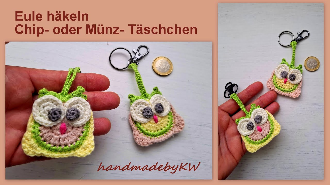 Eule häkeln 🦉 - Chip oder Münz Täschchen