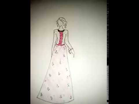 How to draw old fashioned dress. - YouTube