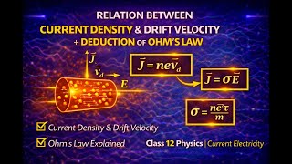 🔷 Relation Between Current Density & Drift Velocity + Deduction of Ohm’s Law | Class 12 Physics