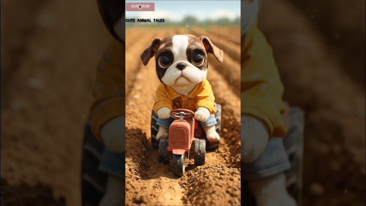 Cute Puppy Farmer Drives a Tractor | Cute Animal Tales 🐶 #CuteAnimalTales #KidsVideo #ai