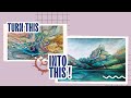 Turning a pour into a mountain scape. below 5k collab challenge: Embellish a pour abstract fluid art