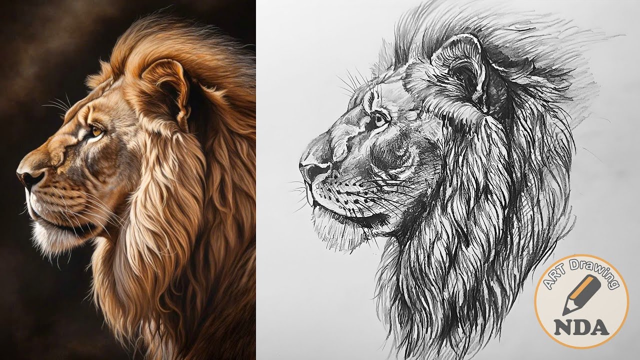 How To Draw A Realistic Lion - Pencil Art Drawing | Art Drawing NDA