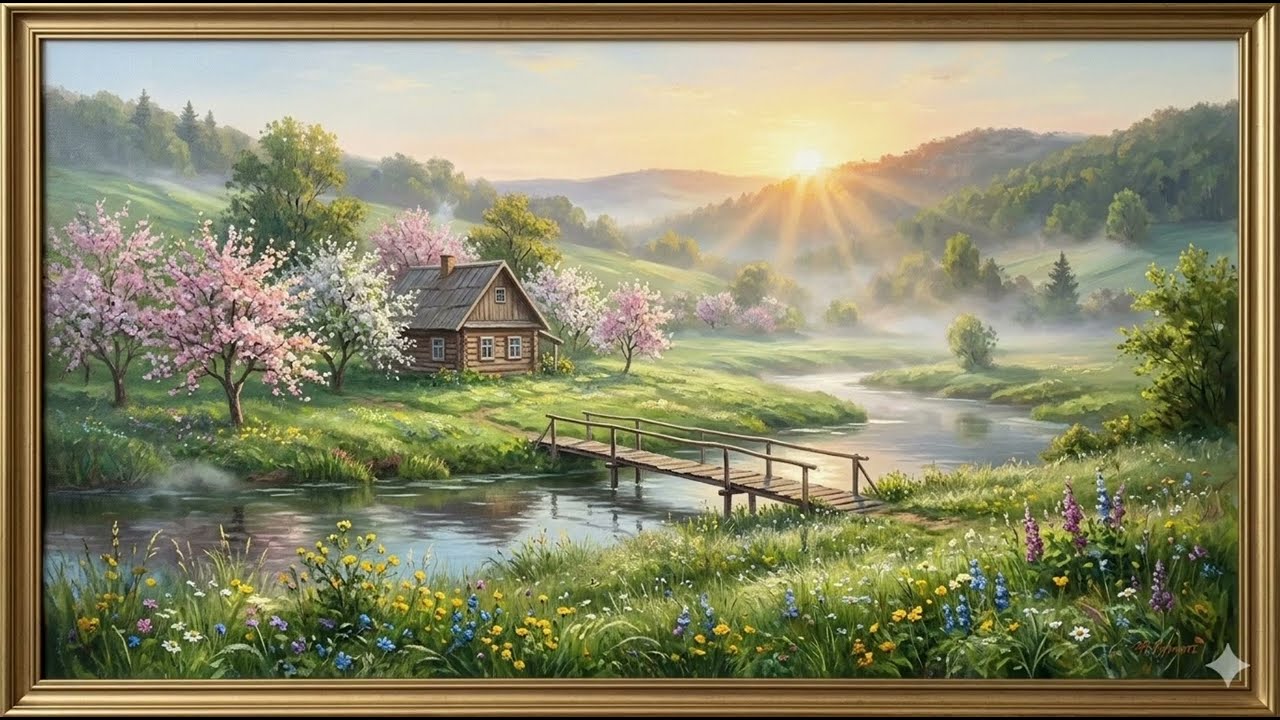 Peaceful Countryside Morning  Elegant Frame TV Art 4K Nature Screensaver