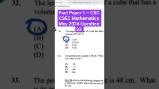 Past Paper 1 – CXC CSEC Mathematics May 2024 Question 33 #CSEC #CXC #CSECMathematics #CSECMath