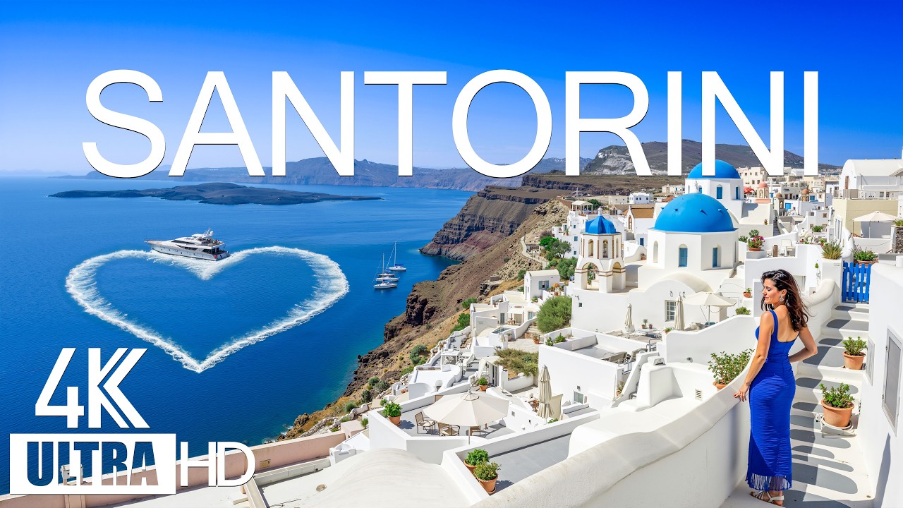 Santorini 4K Drone Footage | Dramatic Volcanic Cliffs,Azure Sea Horizon,Timeless Mediterranean Charm