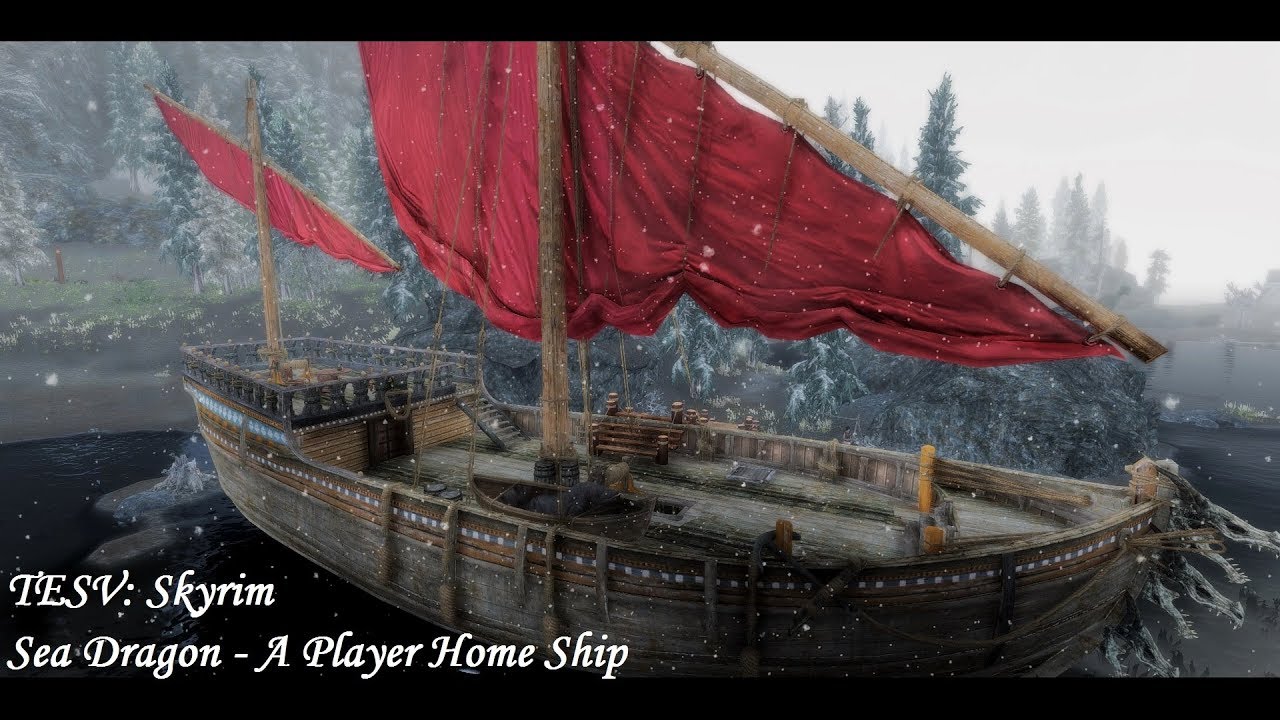 TESV Skyrim Mod Sea Dragon A Player Home Ship YouTube