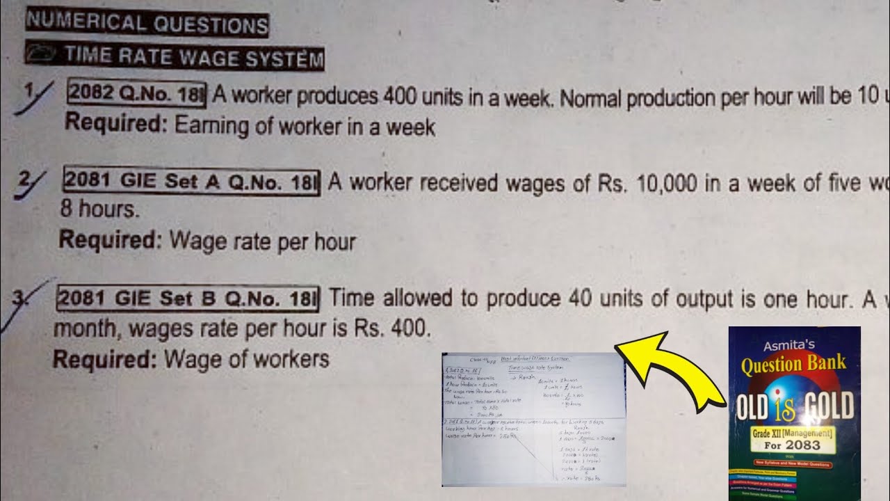 Time Rate Wage System/Accounting For Labour/Old is Gold Complete Solution/NEB Exam 
