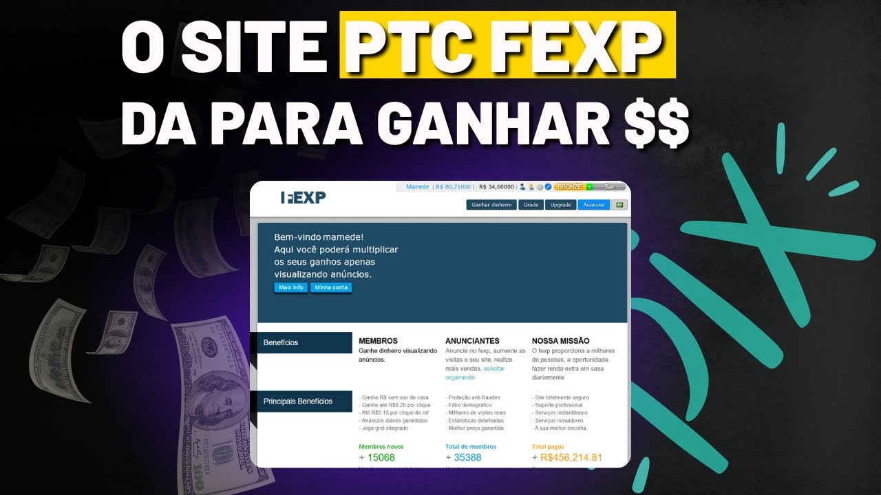 Site PTC brasileiro pouco conhecido que paga no PIX, analise completo do site FEXP