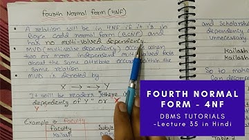 Lec - 36 : Explain Fourth Normal Form (4NF) with example in DBMS