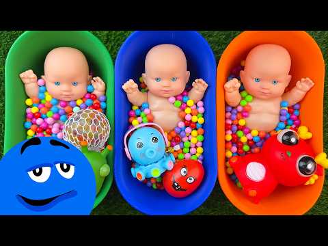Cute 3 Baby Doll Bath & Colorful Candy Balls Fun 🍭🛁🌈 | 34 | Ghentalin