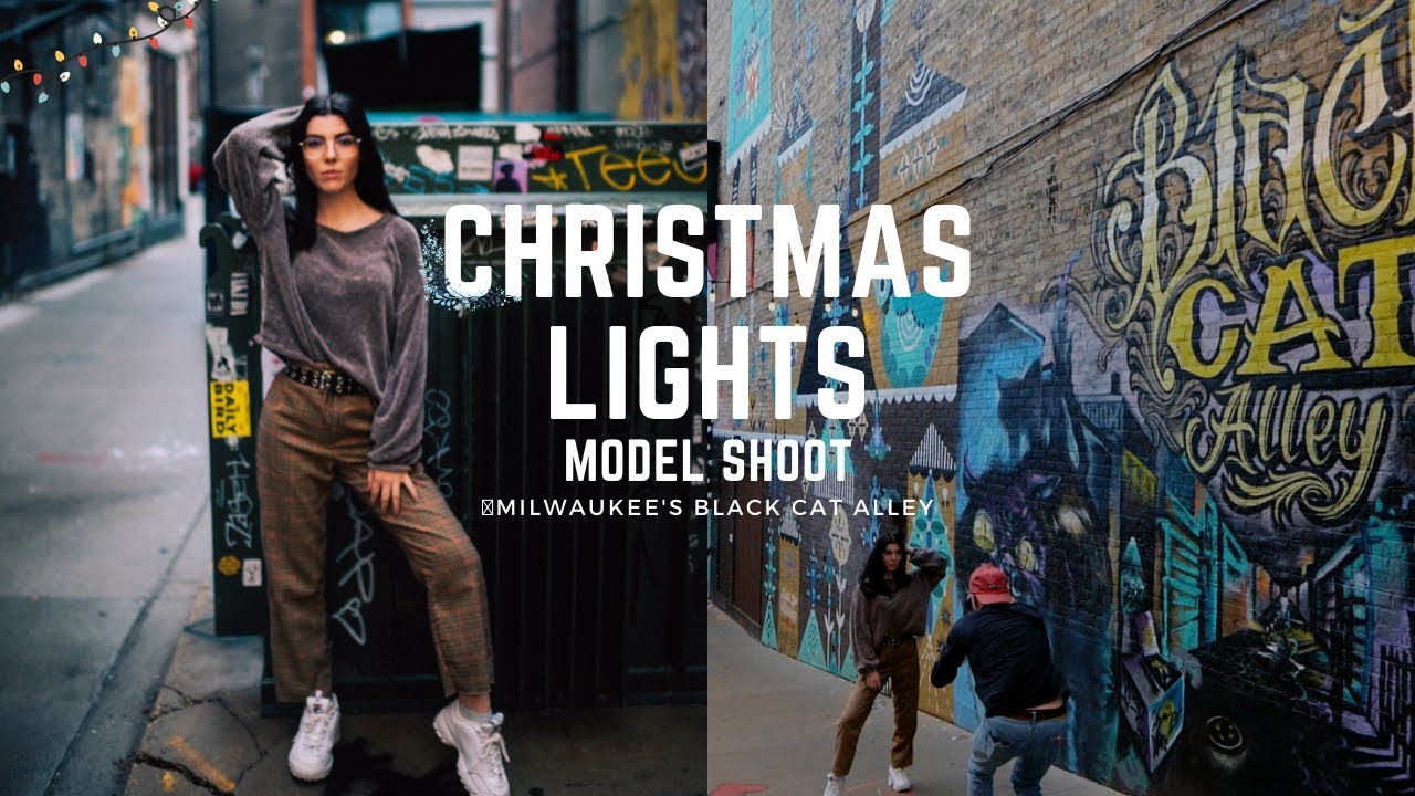 Christmas Lights Model Photo Shoot | Milwaukee's Black Cat Alley