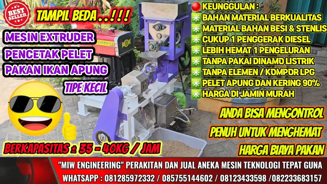 Tampil Beda..!!! Mesin Cetak Pelet Pakan Ikan Terapung Full Diesel Tanpa Tambahan Tenaga Listrik