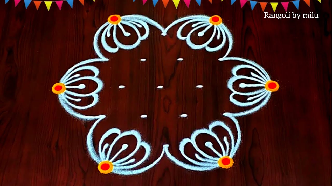 5×3dots easy rangoli|daily muggulu|thipkyanchi,festival rangoli|traditional rangoli#Rang kaa Rangoli