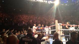 Josh Warrington in the ring pre fight with Vinnie Leeds Arena 11/04/15