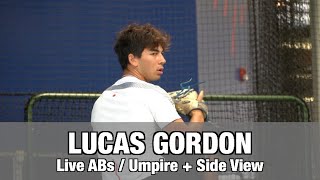 Lucas Gordon, LHP | Umpire + Side view | Live At Bats at The Sports Academy | Aug 5, 2020