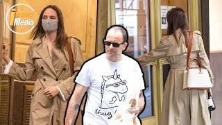 Jonny Lee Miller leaves the apartment after spending the evening with his ex-wife Angelina Jolie.