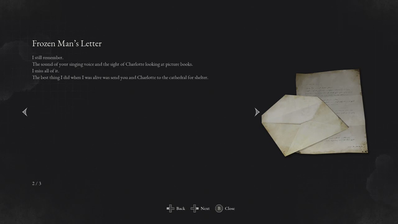 LIES OF P Elysion Boulevard Entrance Frozen Man's Letter 29.10.23