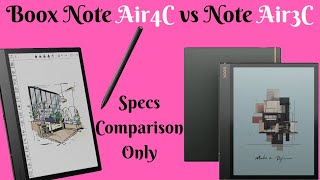 Boox Note Air4C vs Note Air 3C (Specs Comparison only)