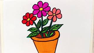 Details Flower Pot Drawing / Simple Flower Pot Drawing / Flower Vase Drawing / Flower Pot Drawing Easy Update