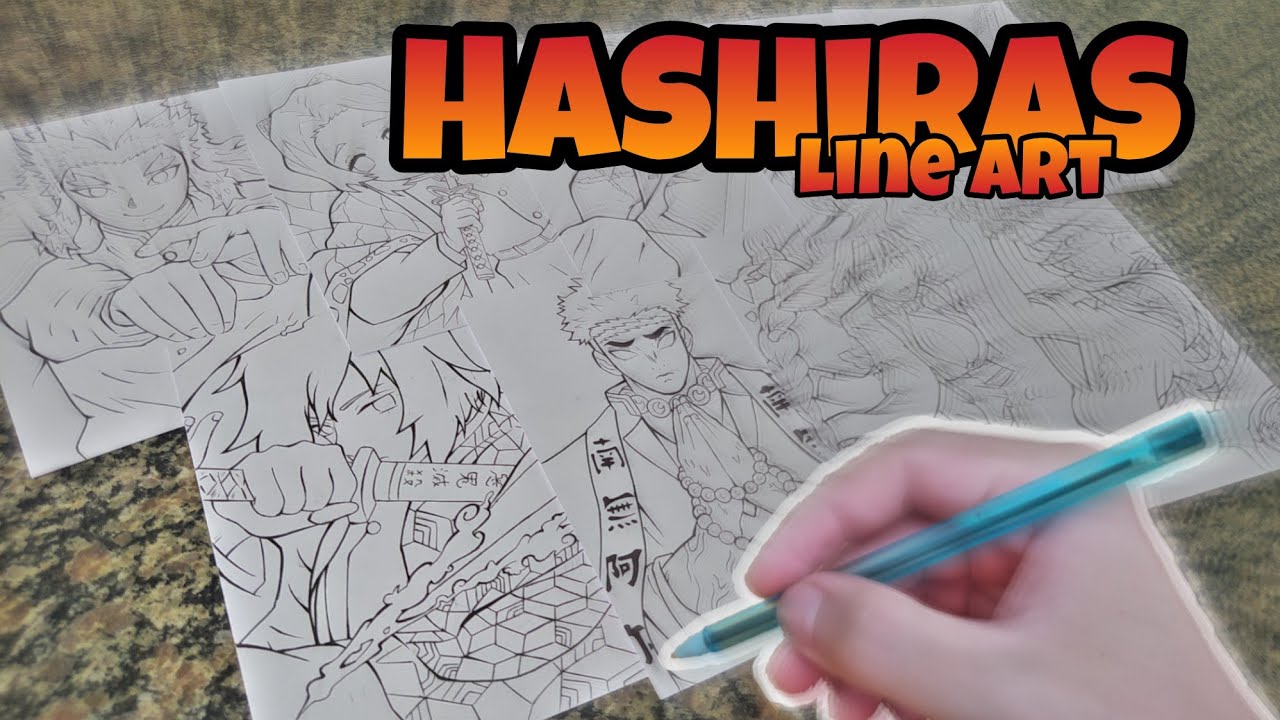 DESENHANDO TODOS OS HASHIRAS PARTE 1 (line art) - YouTube