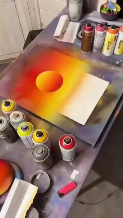 Tequila Sunrise inspired spray painting #spraypaintart #sunset #tequilasunrise #art #artist  #short