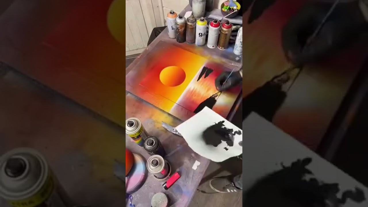 Tequila Sunrise inspired spray painting 