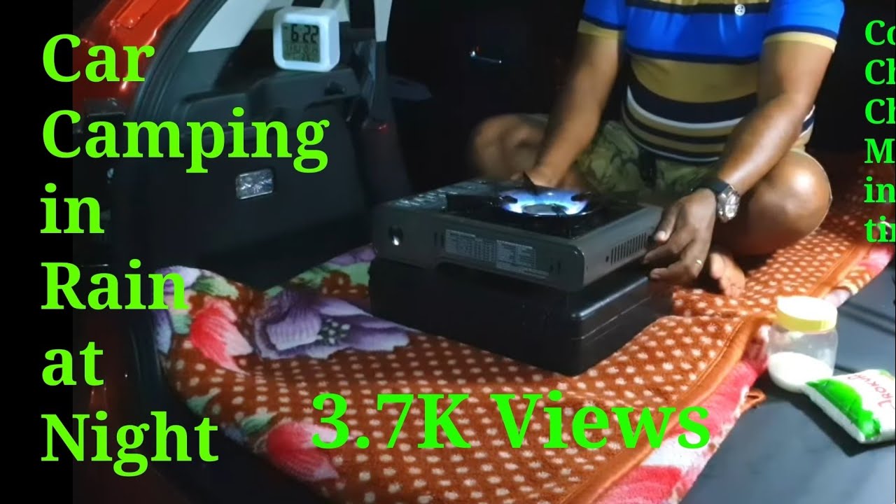 Night Rain Car Camping in the woods 