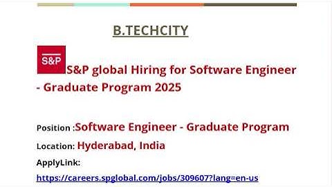S&P global Hiring for Software Engineer - Graduate Program 2025