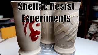 Shellac Resist on Pottery - Experiments in Color and Layering