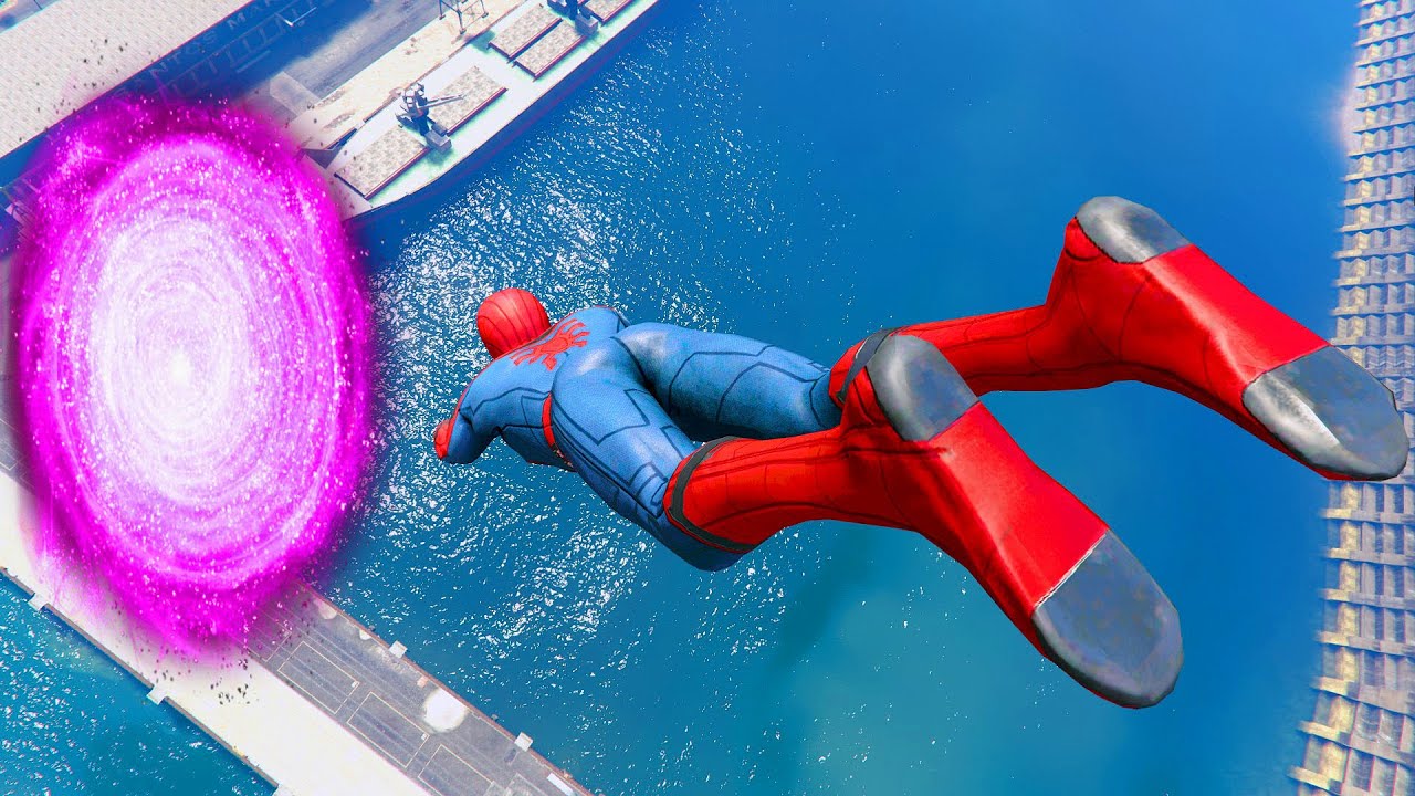 GTA 5 Random Portals  35 Spider Man Epic JumpsRagdolls