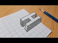 Easy 3d Drawing Letter H / How To Draw Capital Alphabet For Beginners #shorts