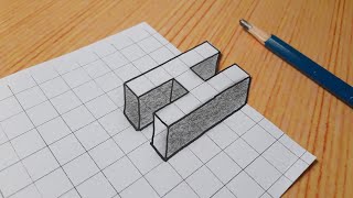 Easy 3d Drawing Letter H / How To Draw Capital Alphabet For Beginners #shorts