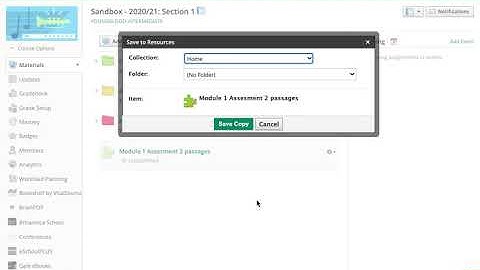 Schoology. How to send a file to Resources folder.