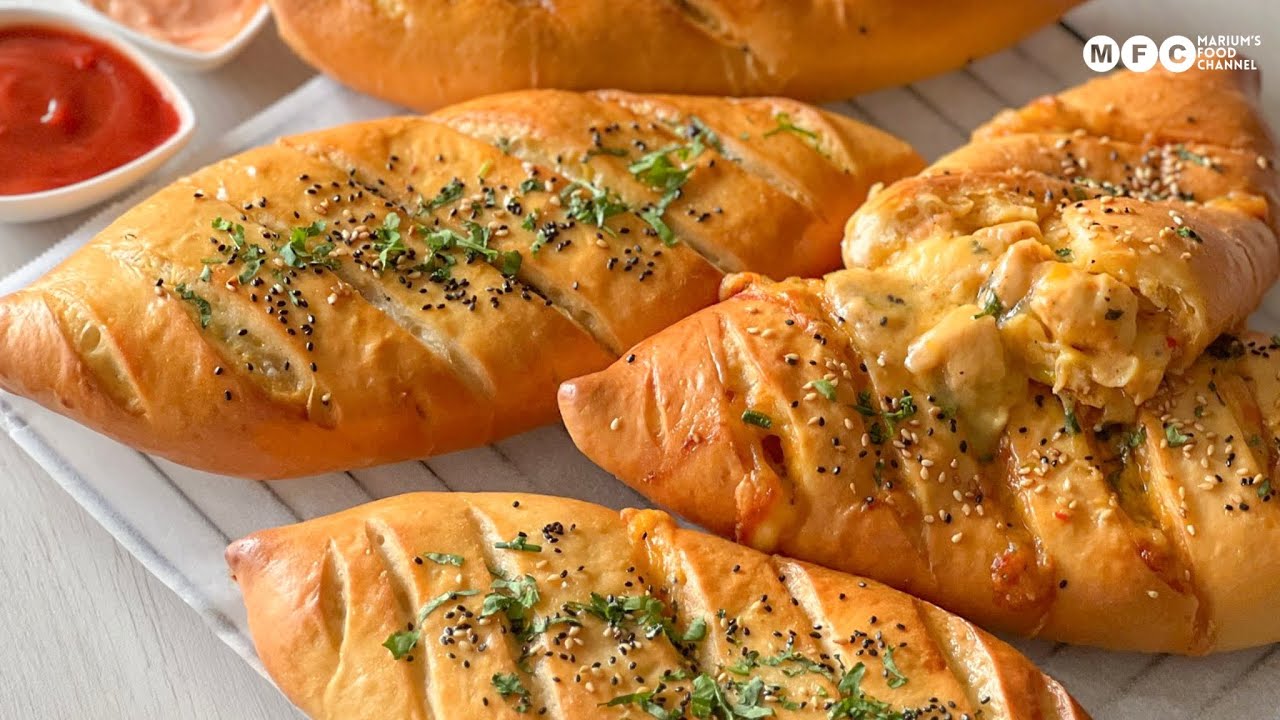 The Best Cheesy Chicken Stuffed Bread Recipe Super Soft Bread with Creamy Chicken Filling