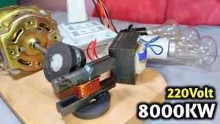 Get Free Electricity Generator 220V-8W From Big Magnet And Coper Wire