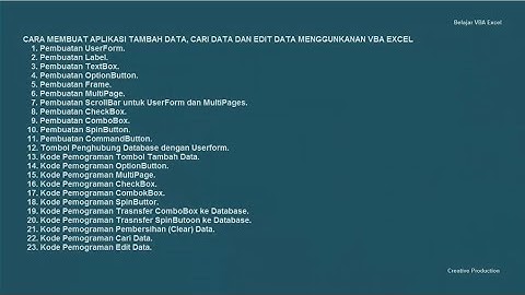 Belajar VBA Excel : Cara Membuat UserForm, Tombol Tambah Data, Cari Data dan Edit Data.