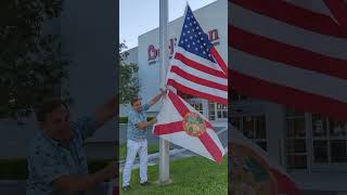 Flag Depot 6x10 Pompano Beach Florida. Removing torn and replace.