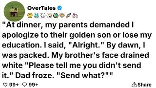At dinner, my parents demanded I apologize to their golden son or lose my education...