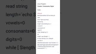 Linux Program To Count Vowels, Consonants, Digit #shorts #linux