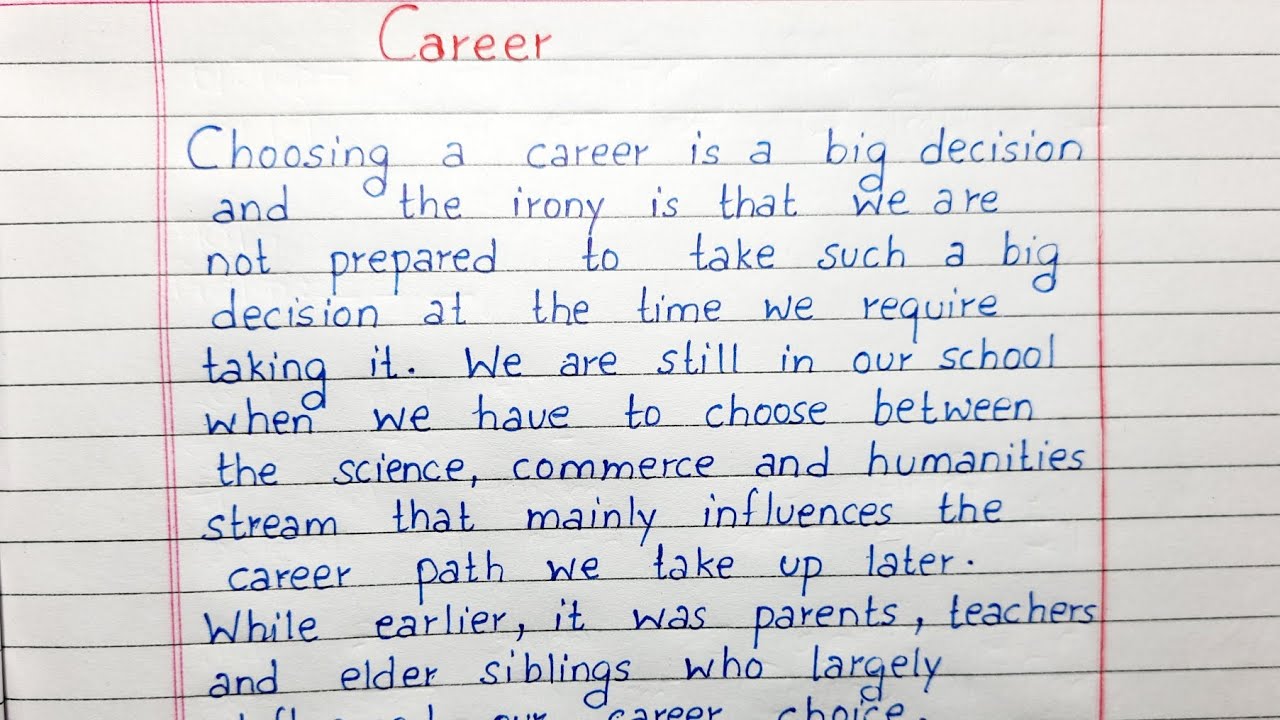 Write a short essay on Career | Essay Writing | English - YouTube