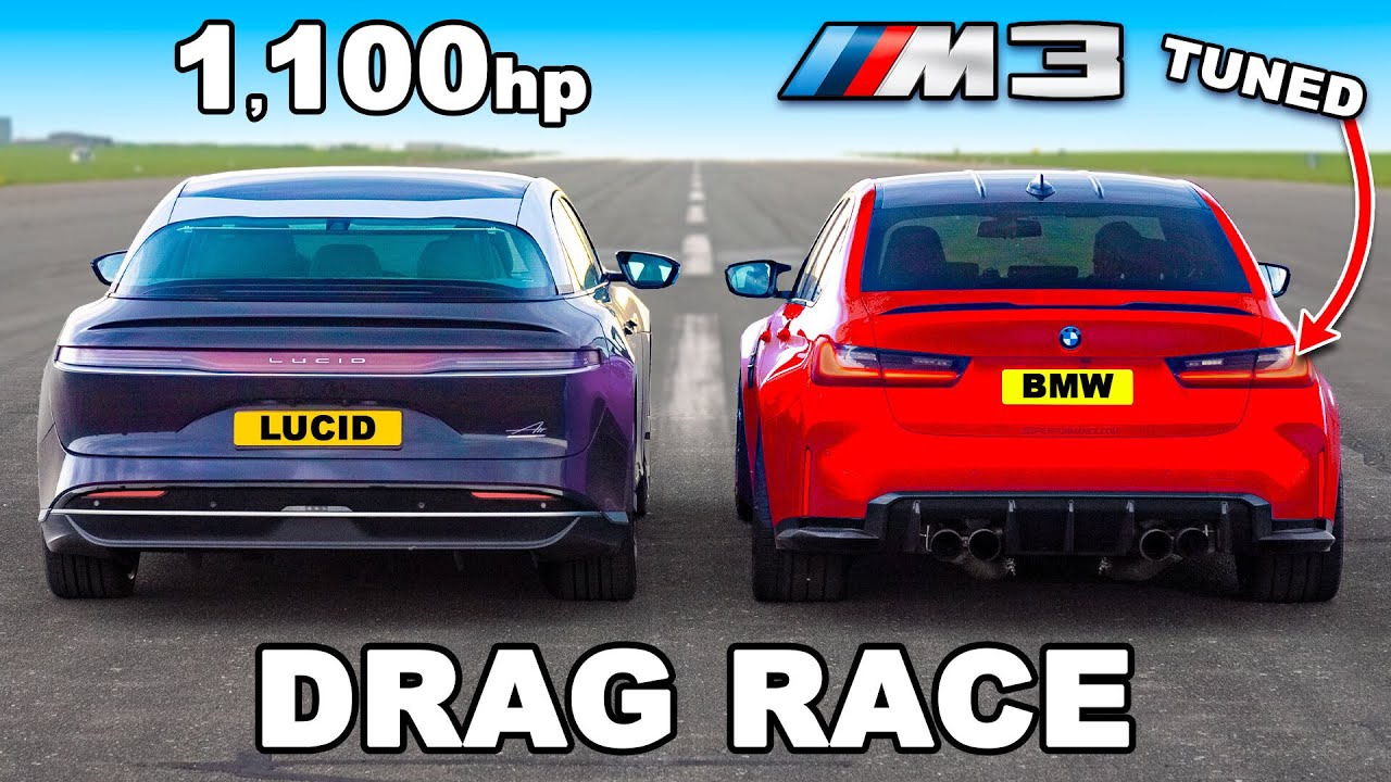 1, 100hp Lucid Air v Tuned BMW M3: DRAG RACE