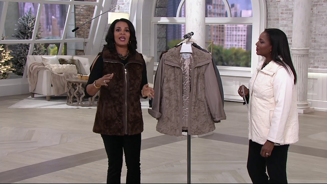 Dennis Basso Faux Fur Zip Front Jacket with Zip-Off Sleeves on QVC