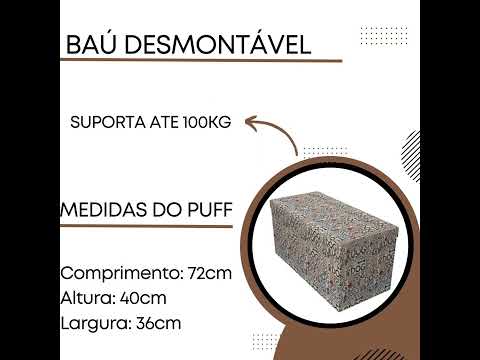 Puff Baú Desmontável 72x36x40 Bhela Decor