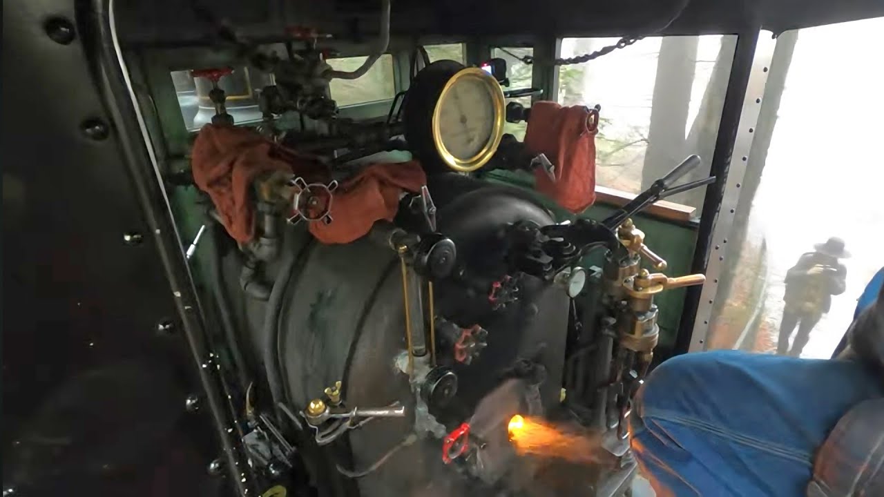 Cab View Steam Train with Fog at Redwood Valley Railway Winterfest 2024