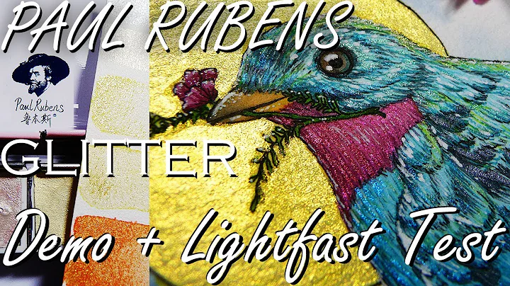 Paul Rubens Watercolor GLITTER Set Review + LIGHTFAST TEST, Demo Mica Metallic Sparkle Bird Painting