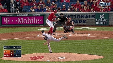 SF@WSH Gm2: Asdrubal leads off the 3rd with a double