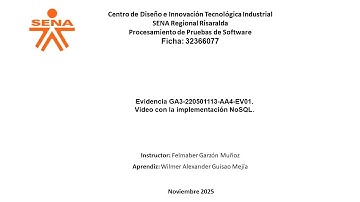 implementación NoSQL - Evidencia GA3-220501113-AA4-EV01. por Wilmer A. Guisao. M