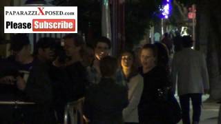 Seth Green greets fans outside Cat and Fiddle Restaurant in Hollywood