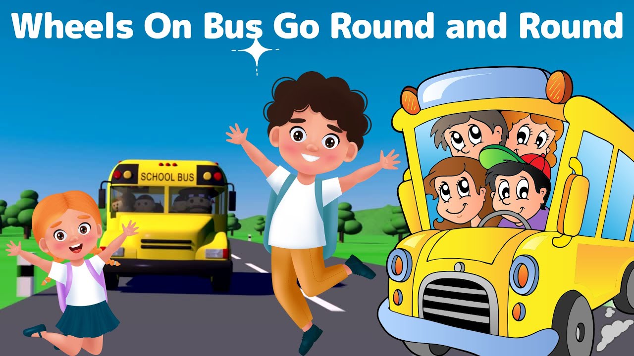 Wheels On The Bus Go Round and RoundLyrics,Melody,Playful cute frog