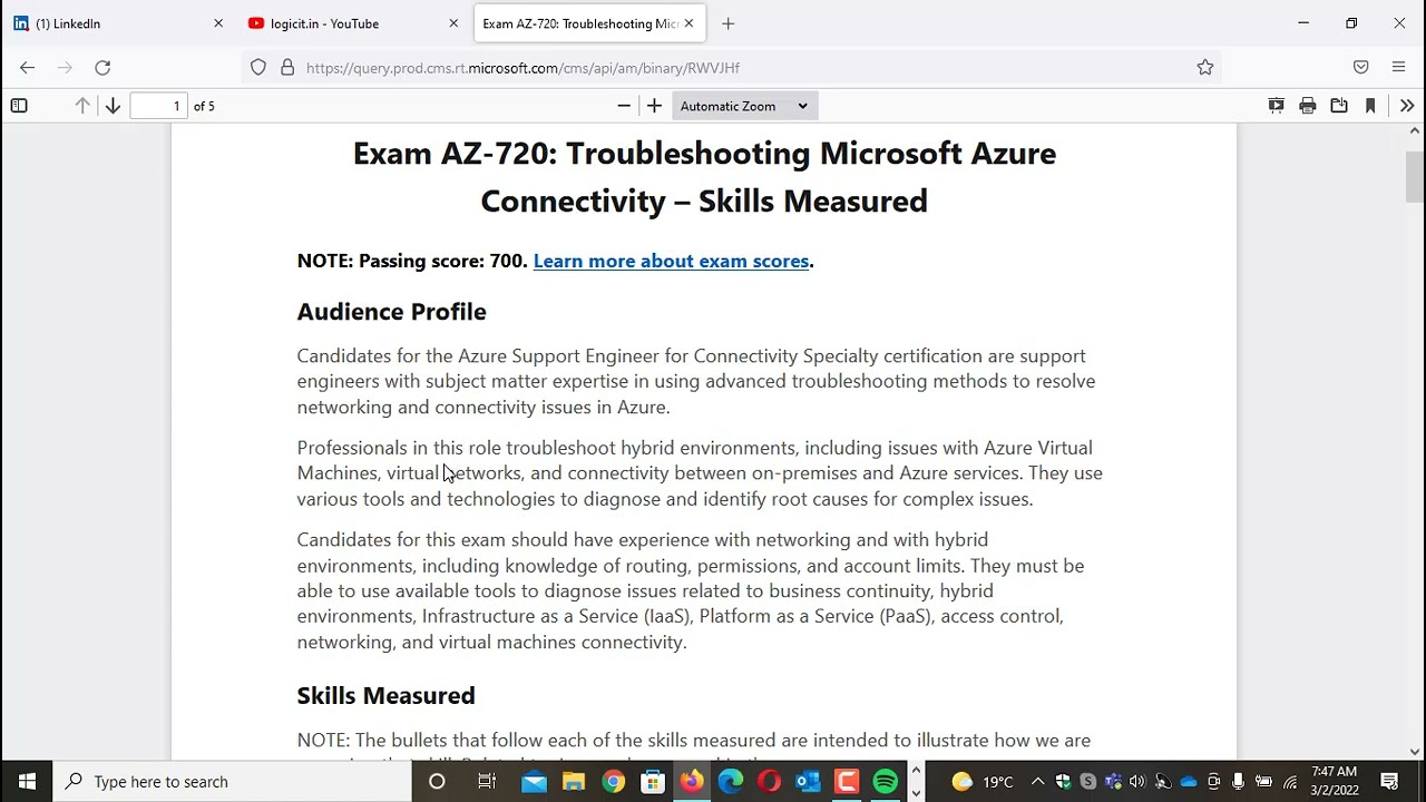 Exam AZ-720 -Troubleshooting Microsoft Azure ( Topics for Beta Exam )